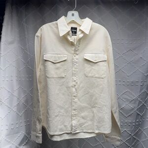 RSQ Men's Small Off White Waffle Knit Button-Up Shirt
